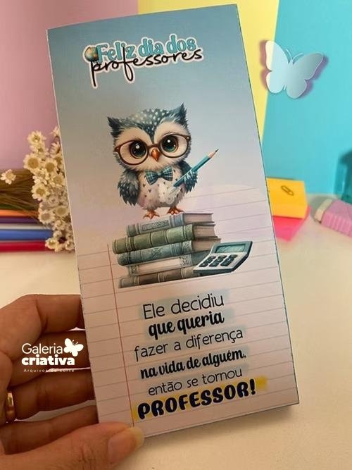 21 - porta barra azul dia dos professores Arquivo Dia dos Professores Porta Barra de Chocolate - Imagem 1