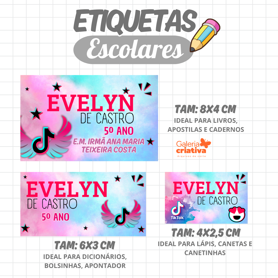 21. TIKTOK Arquivo Etiqueta Escolar TIKTOK - Imagem 1