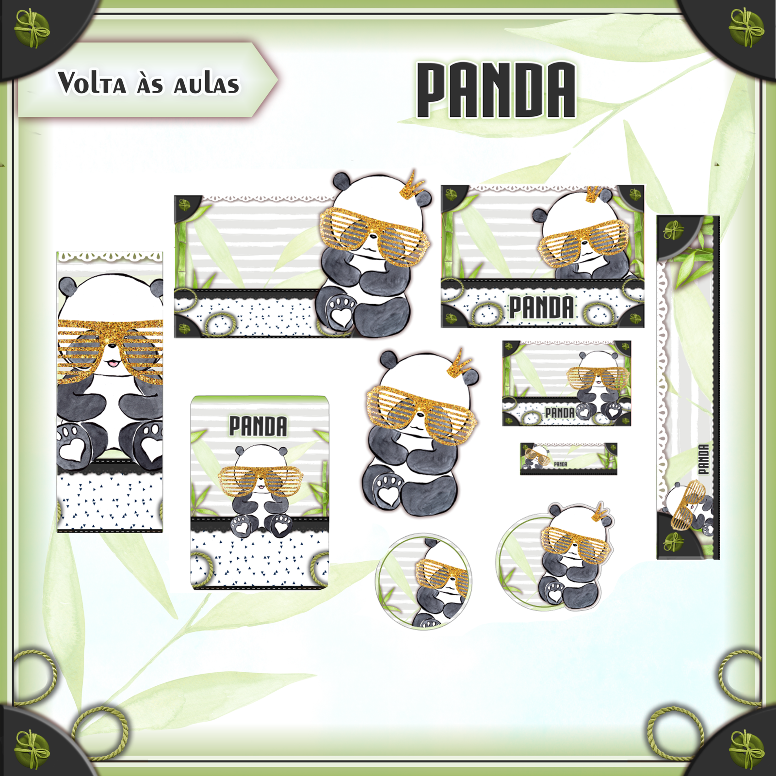 22 - PANDA MENINO Arquivo Etiqueta Escolar PANDA MENINO - Imagem 1