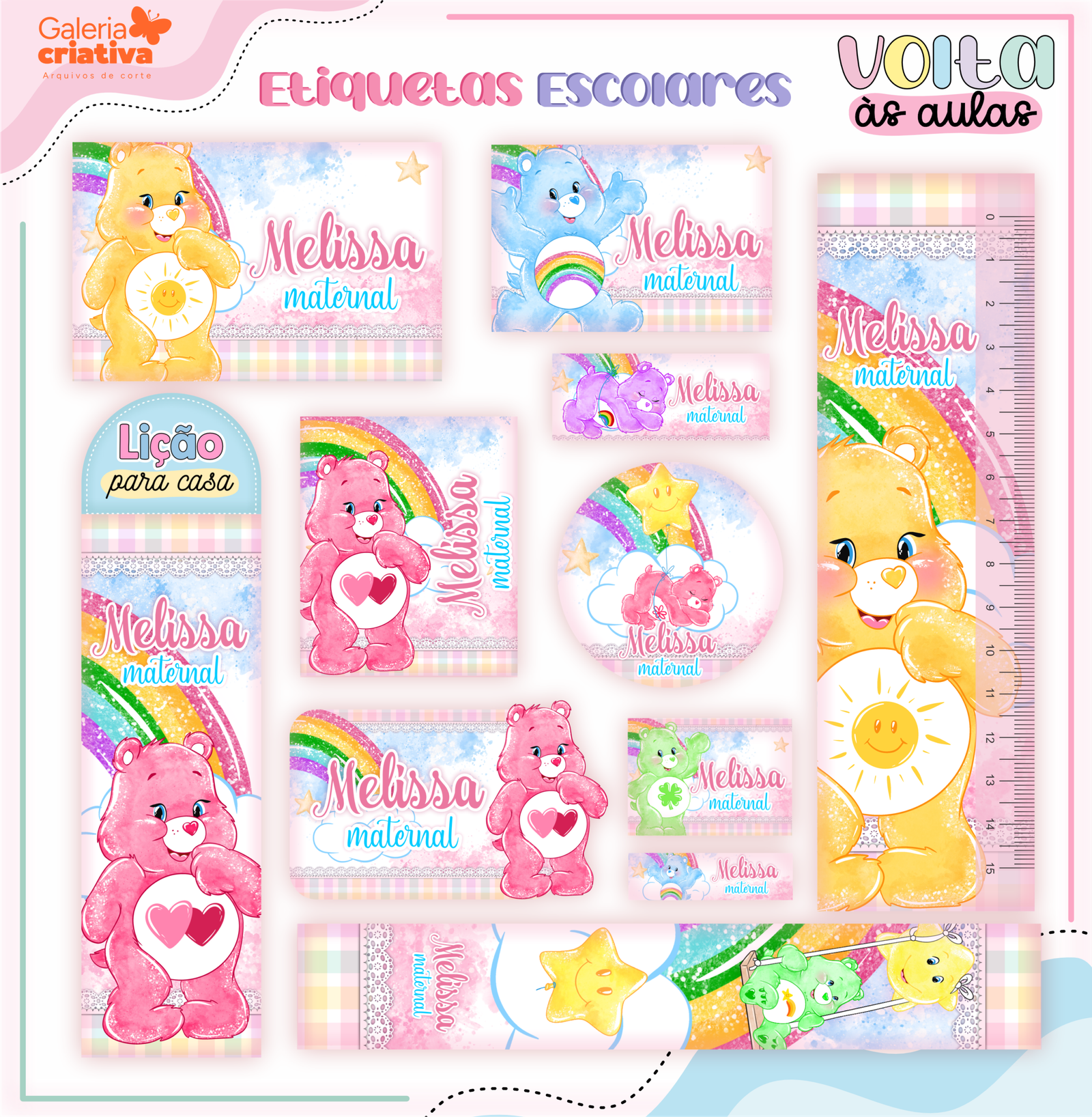 22-URSINHOS CARINHOSOS Arquivo Etiqueta Escolar URSINHOS CARINHOSOS - Imagem 1