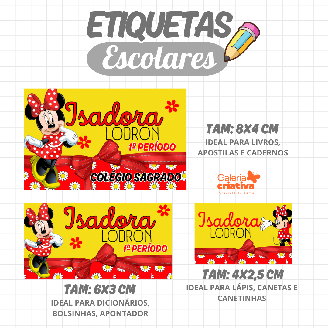 22. MINNIE VERMELHA Arquivo Etiqueta Escolar MINNIE VERMELHA - Imagem 1
