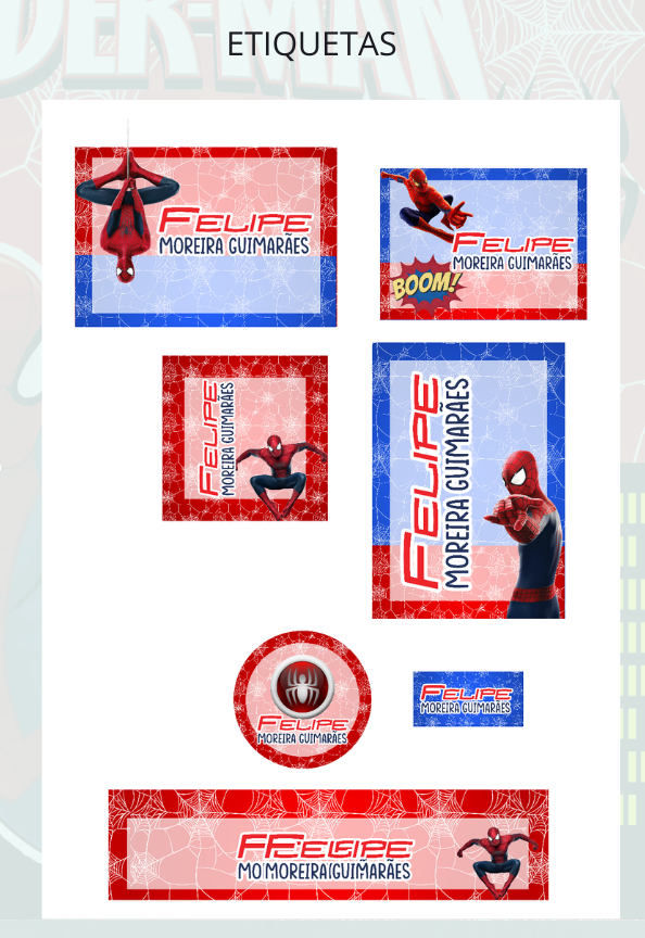 23 - Homem Aranha Arquivo Etiqueta Escolar Homem Aranha - Imagem 1