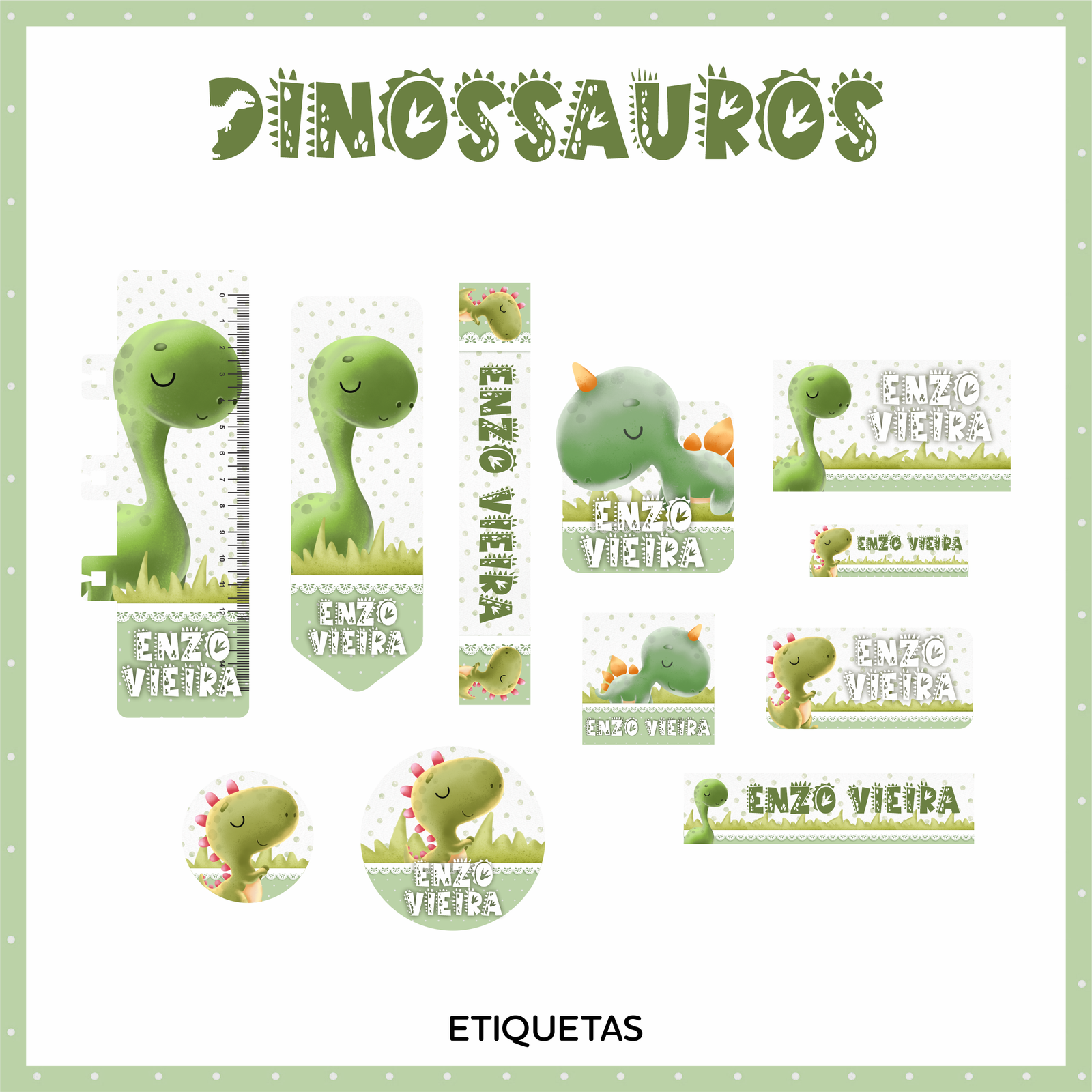 24 - DINOSSAURO Arquivo Etiqueta Escolar DINOSSAURO - Imagem 1