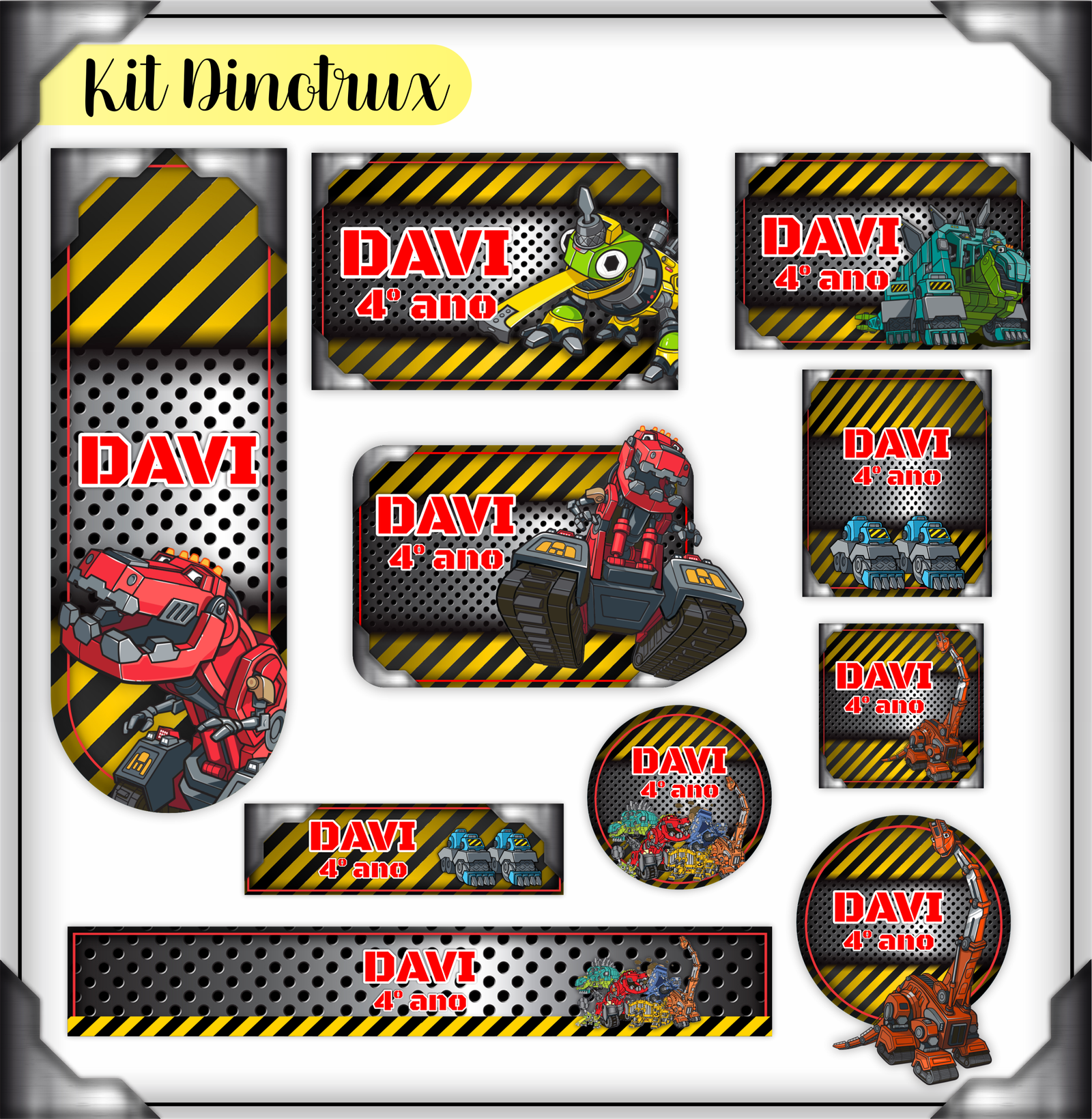 24-DINOTRUX Arquivo Etiqueta Escolar DINOTRUX - Imagem 1