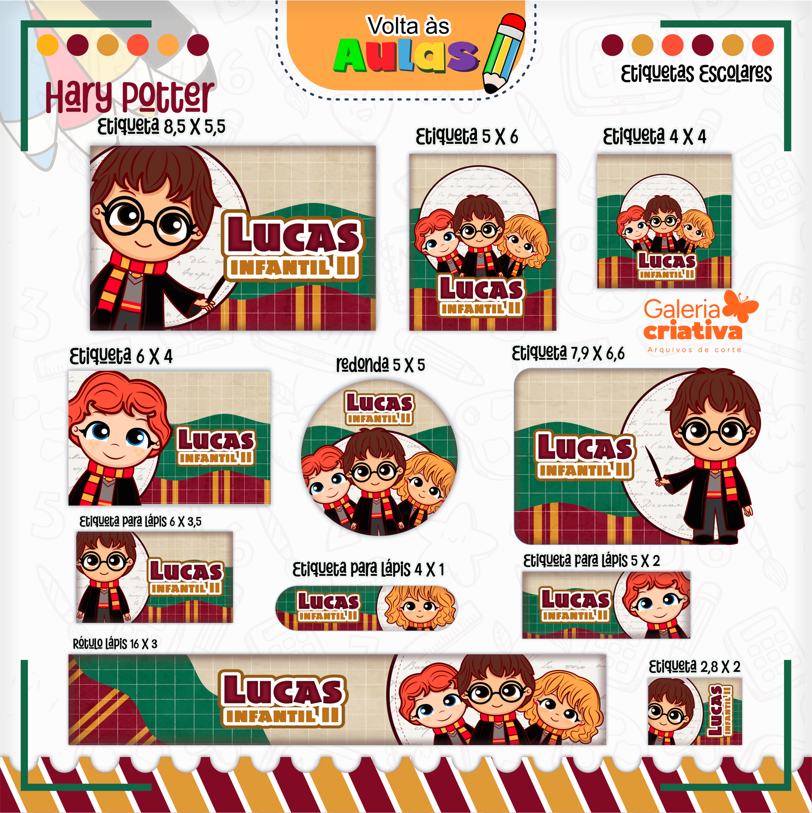 24 - HARRY POTTER Arquivo Etiqueta Escolar HARRY POTTER - Imagem 1