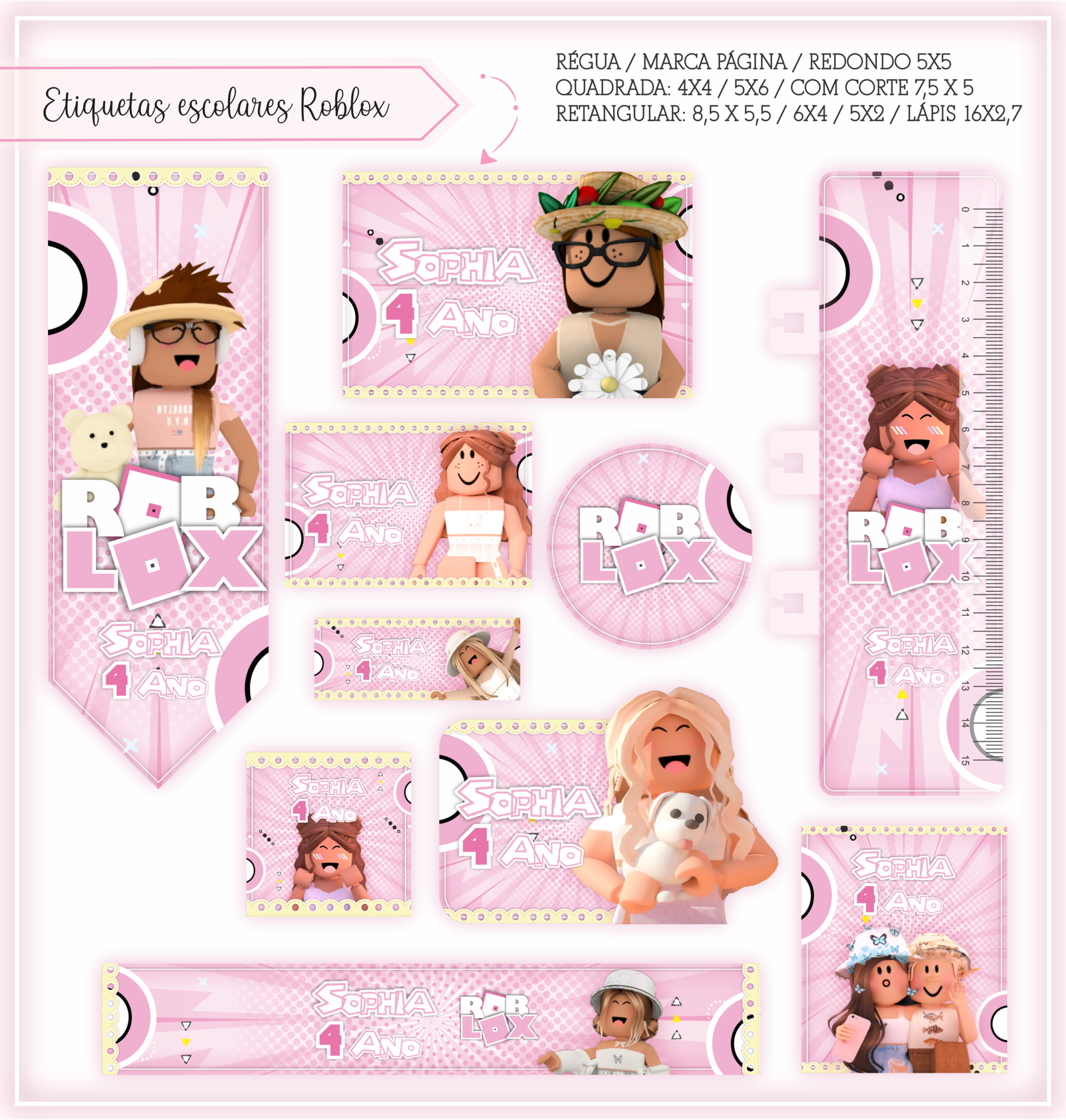 24 - Roblox Menina Arquivo Etiqueta Escolar Roblox Menina - Imagem 1
