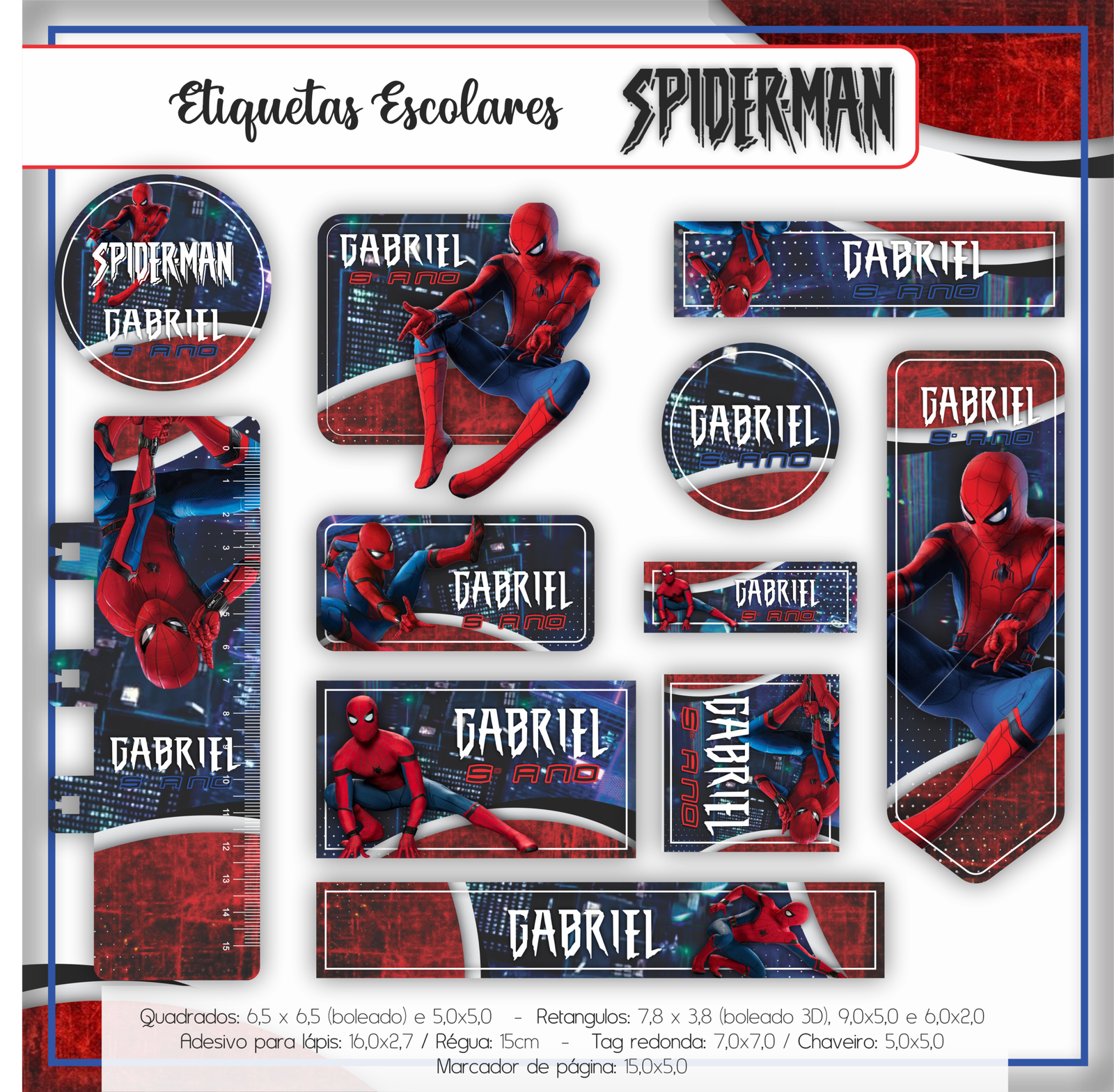 25 -Homem Aranha Arquivo Etiqueta Escolar Homem Aranha - Imagem 1