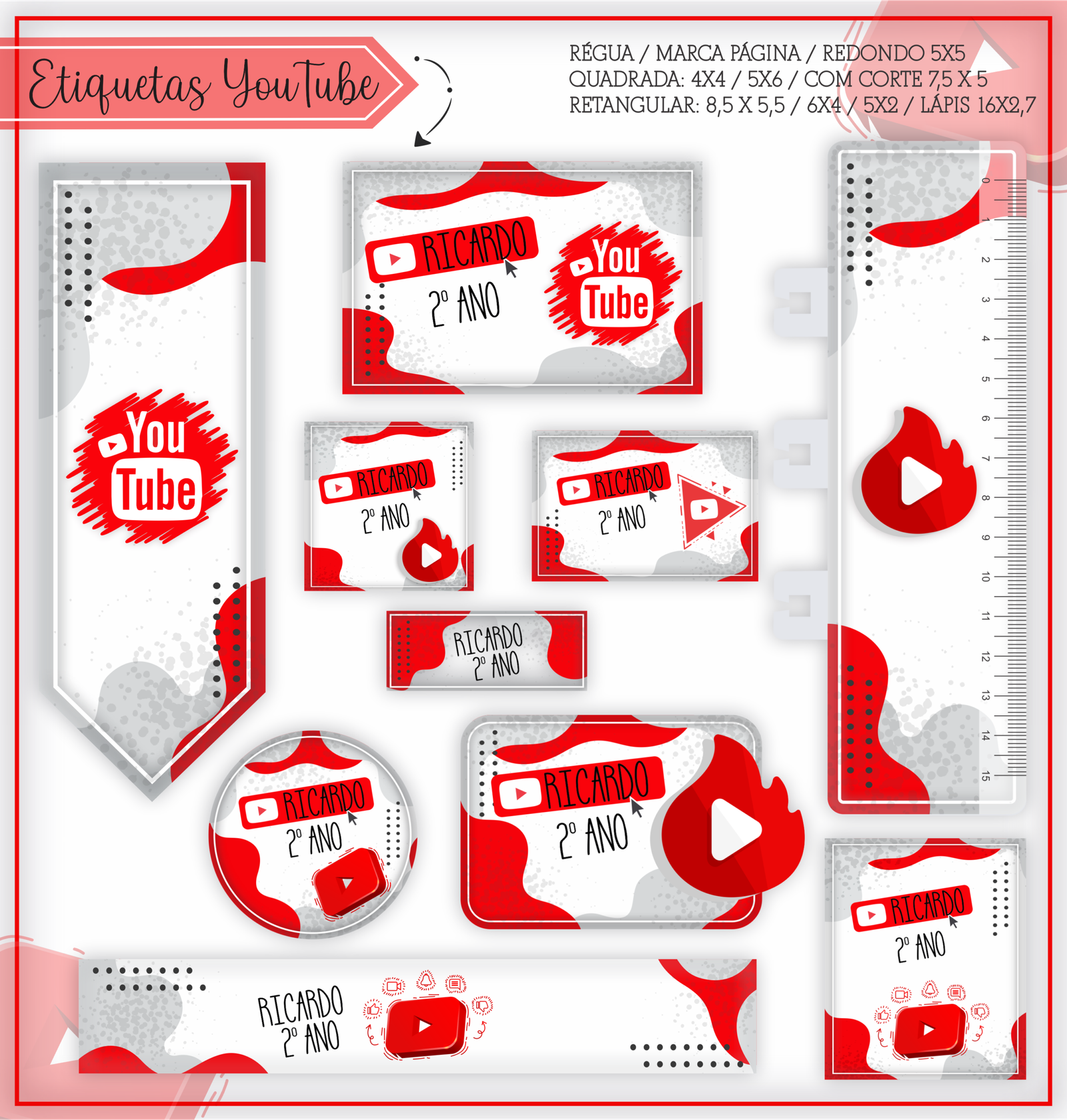 25 - YouTube Arquivo Etiqueta Escolar YouTube - Imagem 1