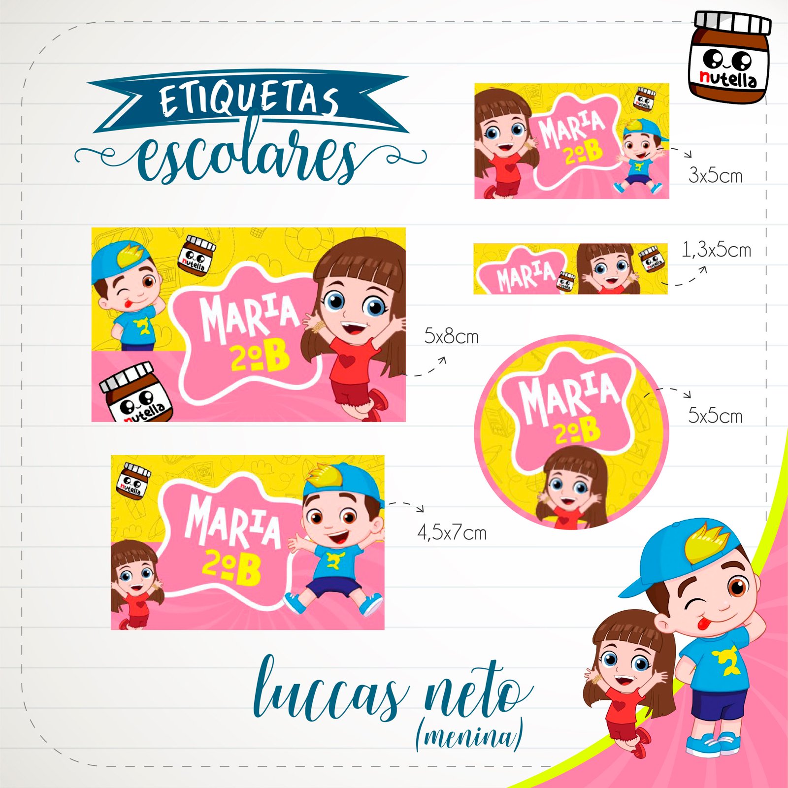 26 - Luccas Neto e Gih (menina) Arquivo Etiqueta Luccas Neto e Gih menina - Imagem 1