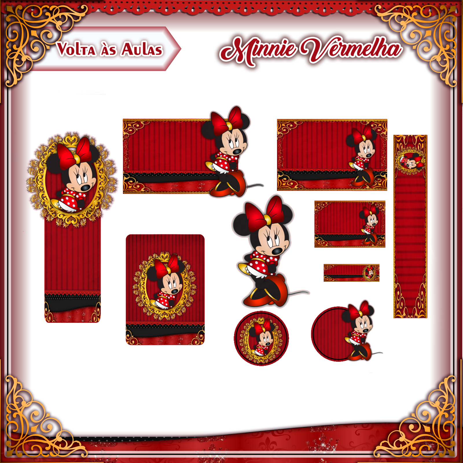 26 - MINNIE VERMELHA Arquivo Etiqueta Escolar MINNIE VERMELHA - Imagem 1