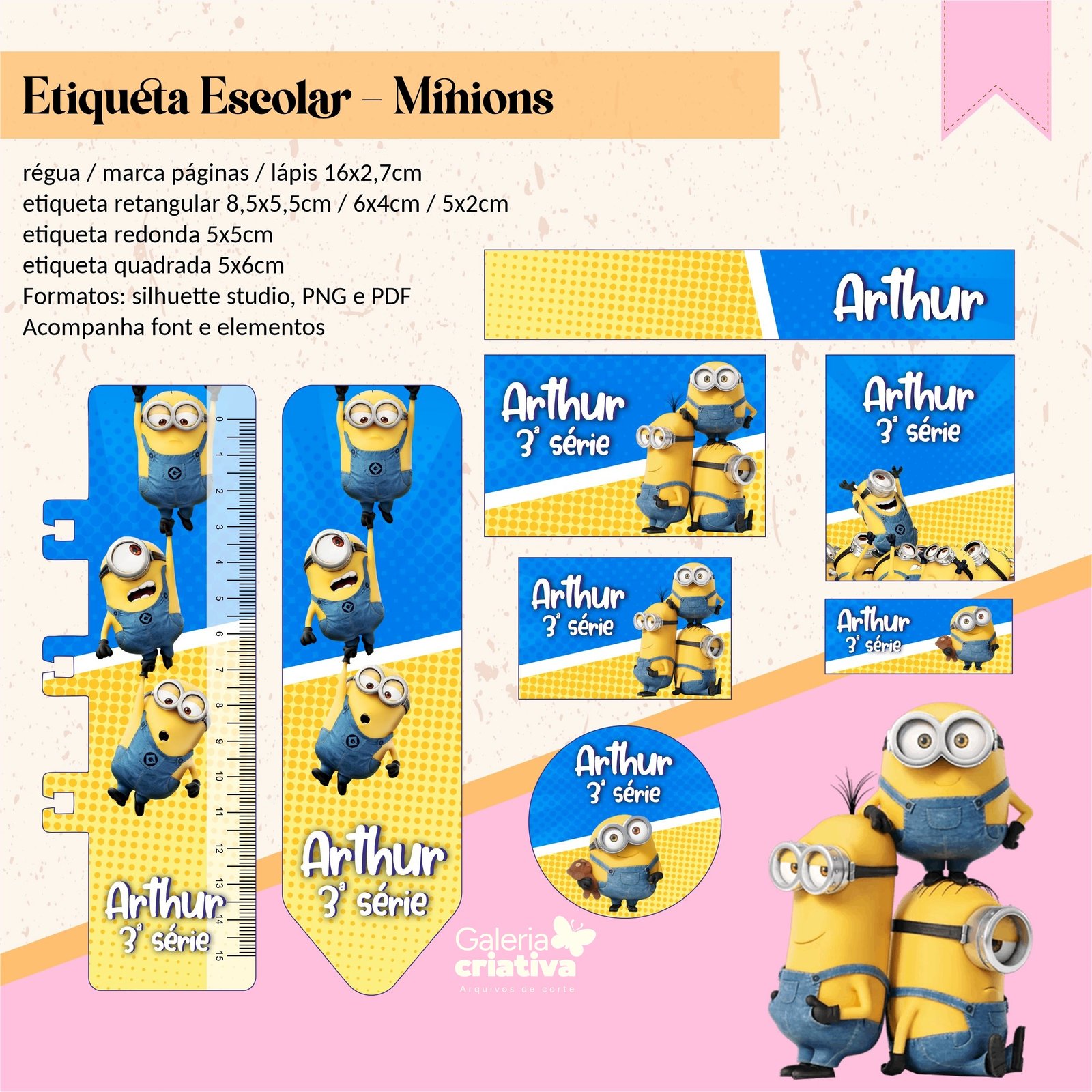 26 - Minions Arquivo Etiqueta Escolar Minions - Imagem 1