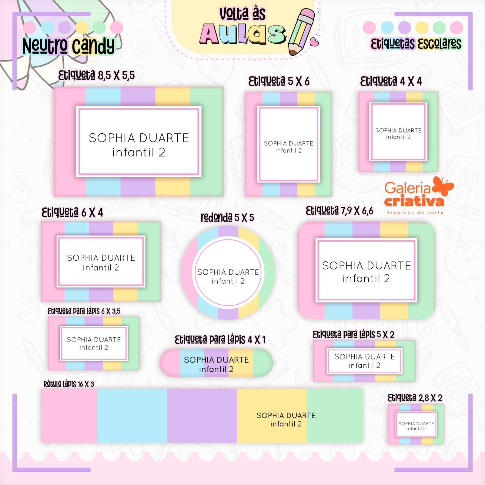 26-NEUTRO CANDY Arquivo Etiqueta Escolar NEUTRO CANDY - Imagem 1