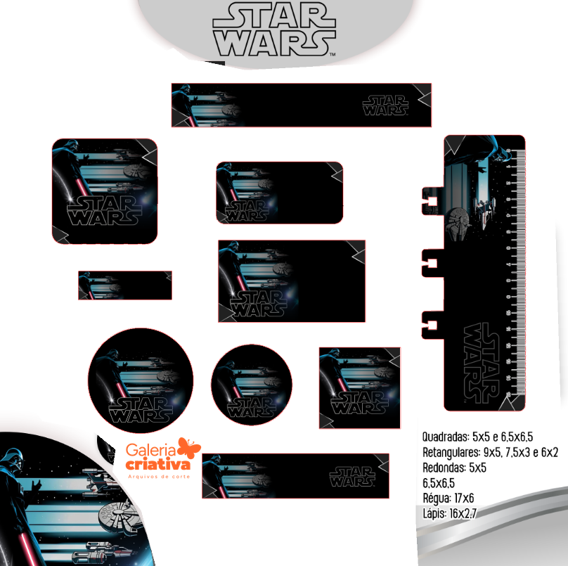 26 - STAR WARS Arquivo Etiqueta Escolar STAR WARS - Imagem 1