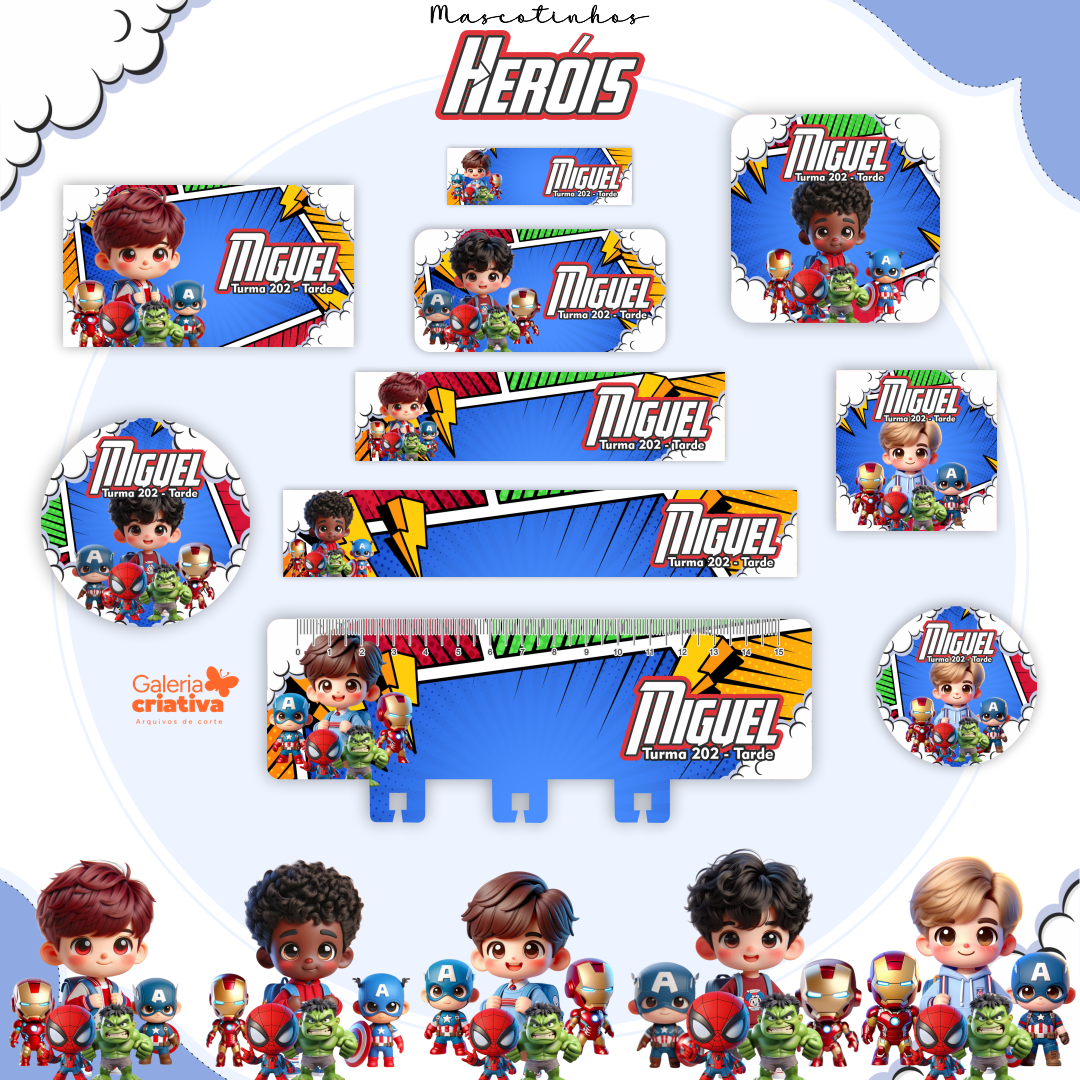 27) HERÓIS Arquivo Etiqueta Escolar HERÓIS - Imagem 1