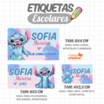 Arquivo Etiqueta Escolar STITCH AQUARELA