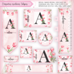 Arquivo Etiqueta Escolar Alfabeto Floral Tulipa