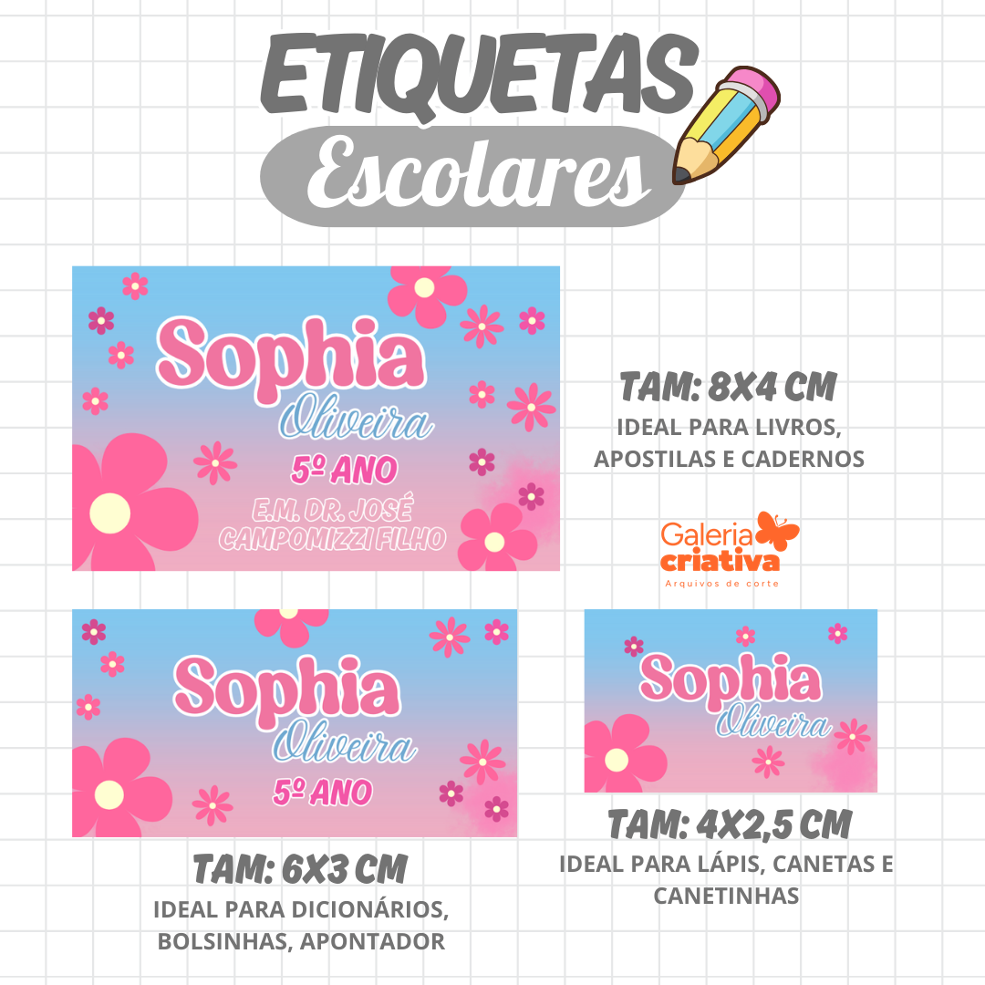 28. FLORES BÁSICO Arquivo Etiqueta Escolar FLORES BÁSICO - Imagem 1