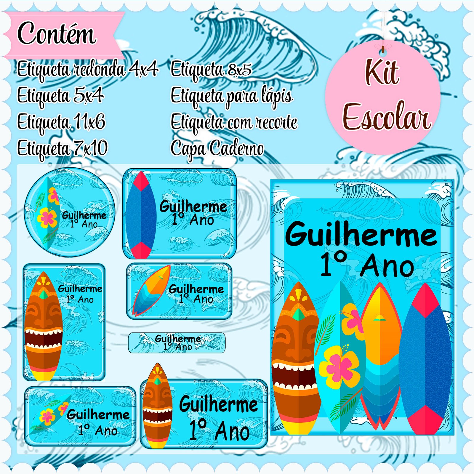 29 - Surf Arquivo Etiqueta Escolar Surf - Imagem 1
