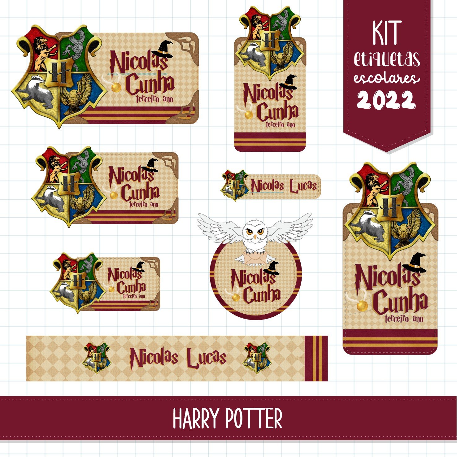 3 - Harry Potter Arquivo Etiqueta Escolar Harry Potter - Imagem 1