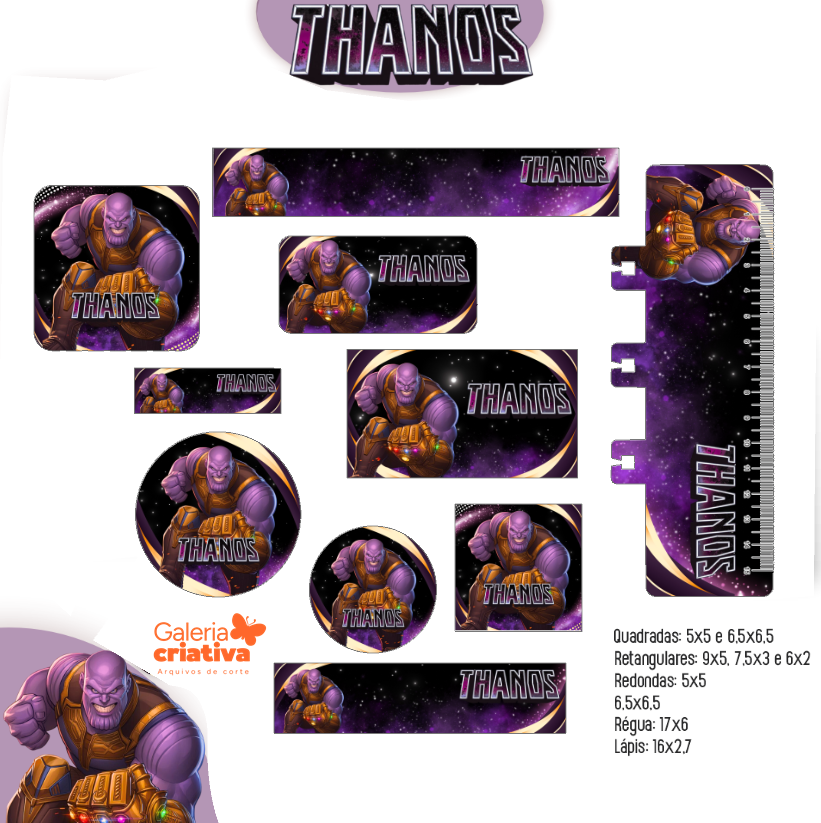 30) THANOS Arquivo Etiqueta Escolar THANOS - Imagem 1