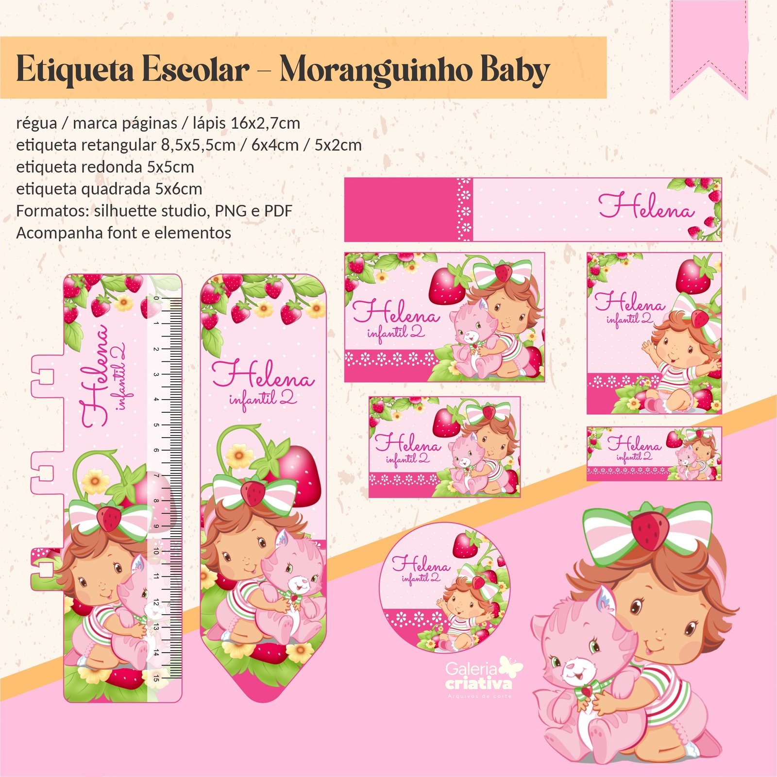 31 - Moranguinho Baby Arquivo Etiqueta Escolar Moranguinho Baby - Imagem 1