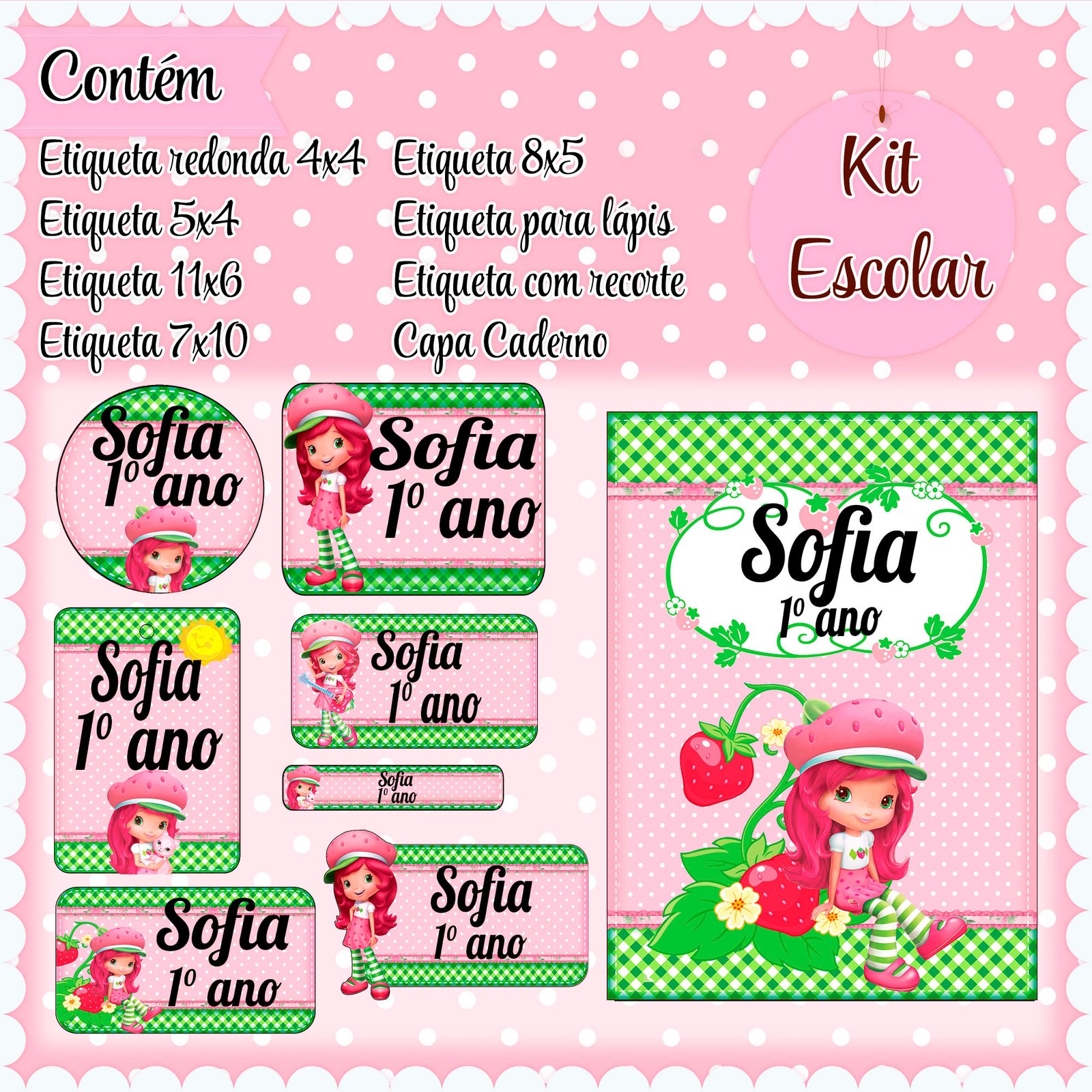 31 - Moranguinho Arquivo Etiqueta Escolar Moranguinho - Imagem 1