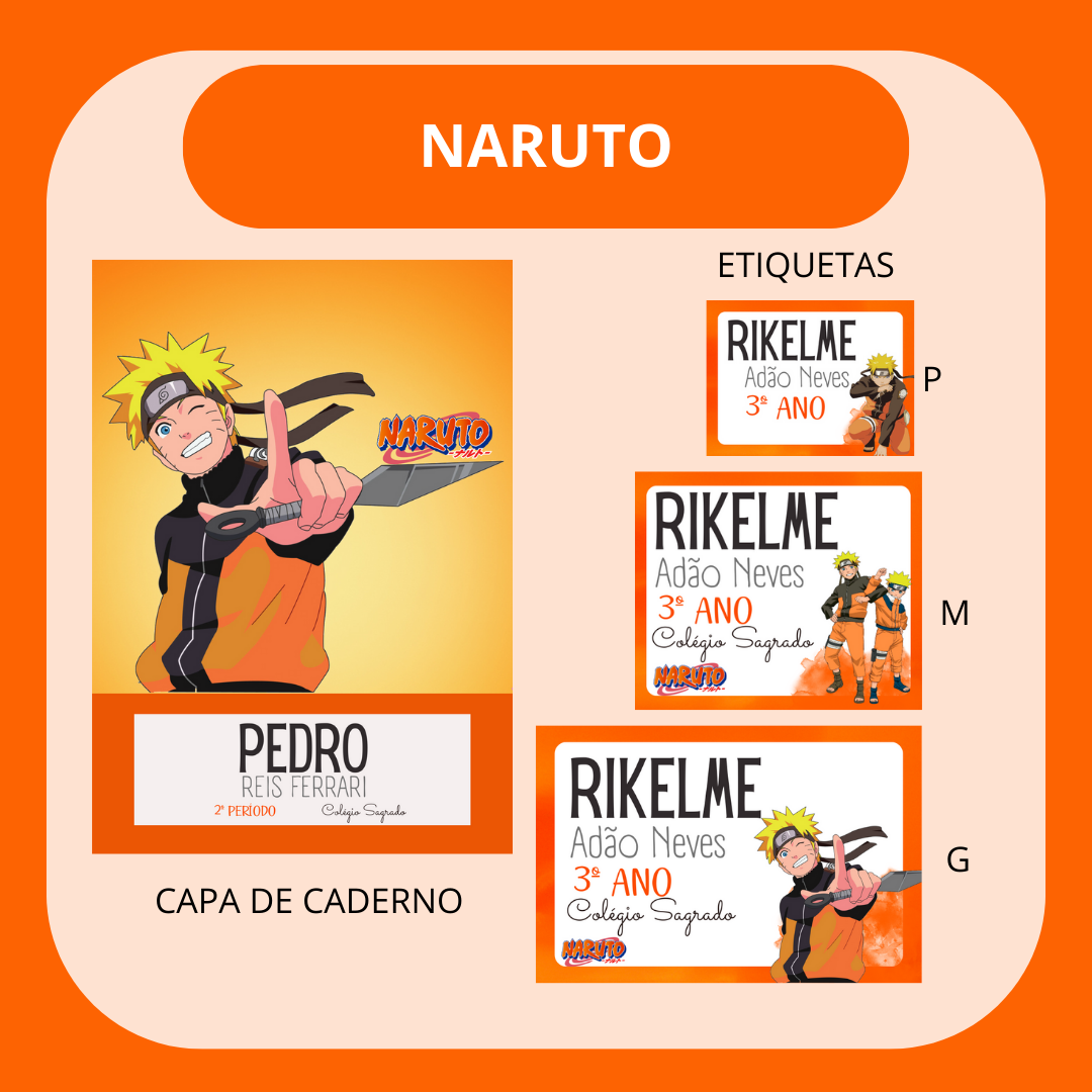 31 - NARUTO Arquivo Etiqueta Escolar NARUTO - Imagem 1