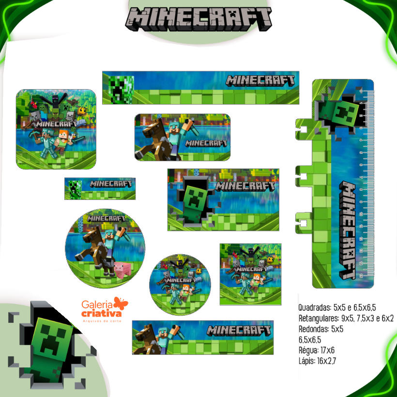 32) MINECRAFT Arquivo Etiqueta Escolar MINECRAFT - Imagem 1