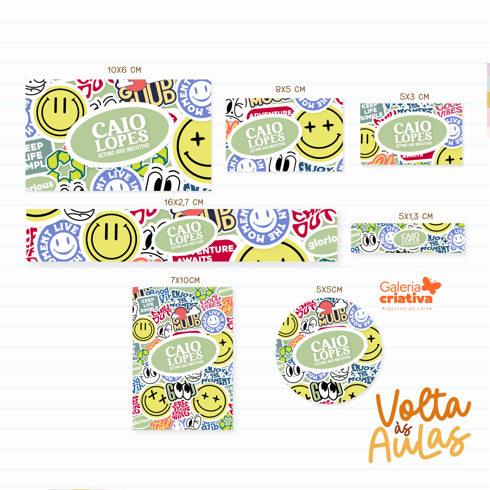 32 - STICKER MENINO SMILE Arquivo Etiqueta Escolar STICKER MENINO SMILE - Imagem 1