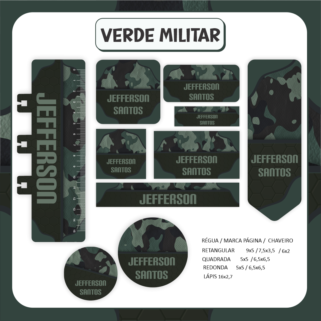 32 - VERDE MILITAR Arquivo Etiqueta Escolar VERDE MILITAR - Imagem 1