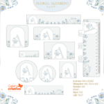 Arquivo Etiqueta Escolar FLORAL ALFABETO AZUL