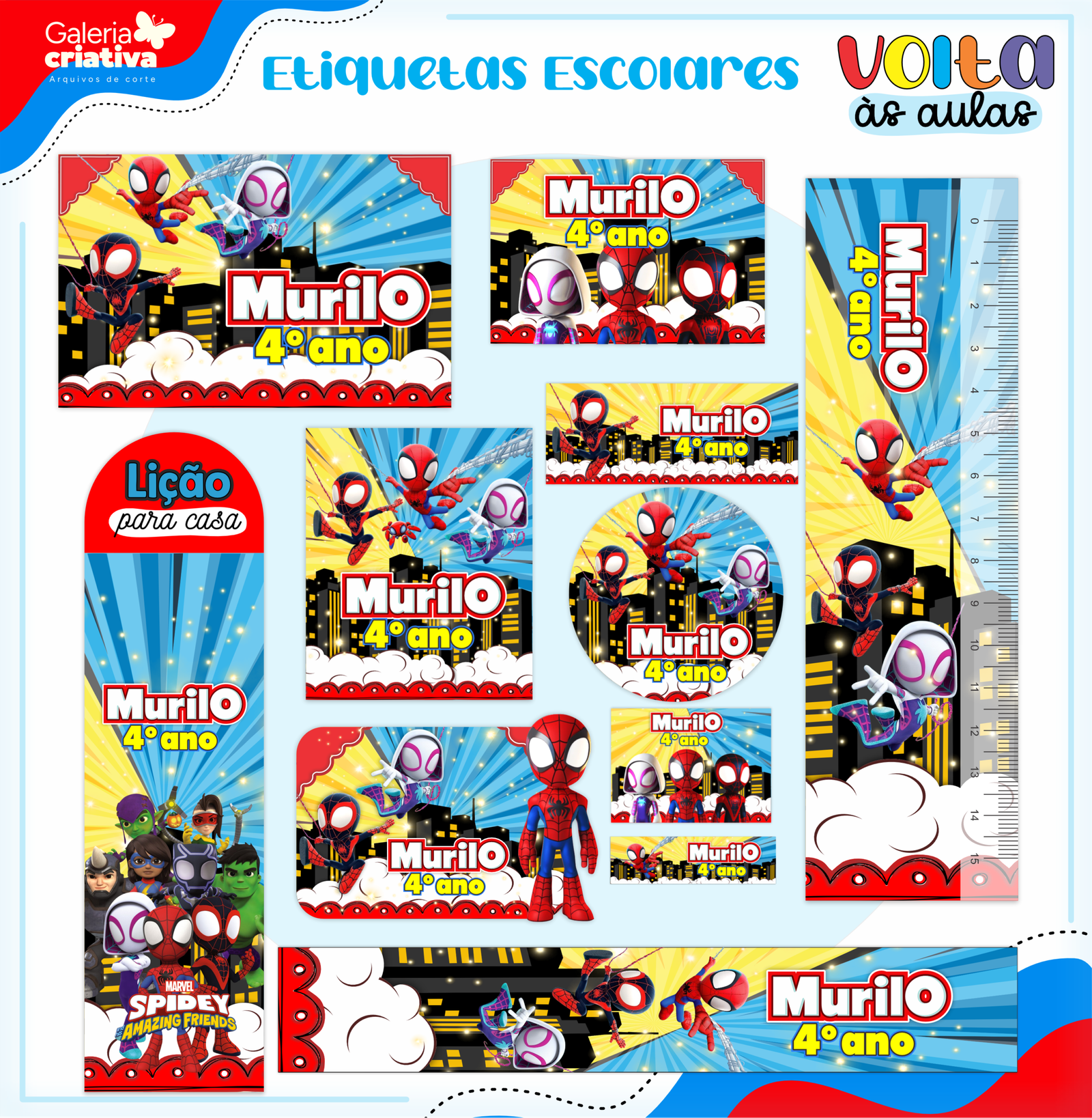 33-SPIDEY E SEUS AMIGOS Arquivo Etiqueta Escolar SPIDEY E SEUS AMIGOS - Imagem 1