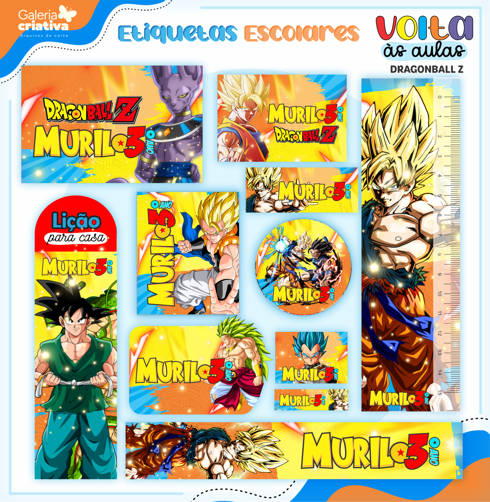 34 - DRAGON BALL Z Arquivo Etiqueta Escolar DRAGON BALL Z - Imagem 1