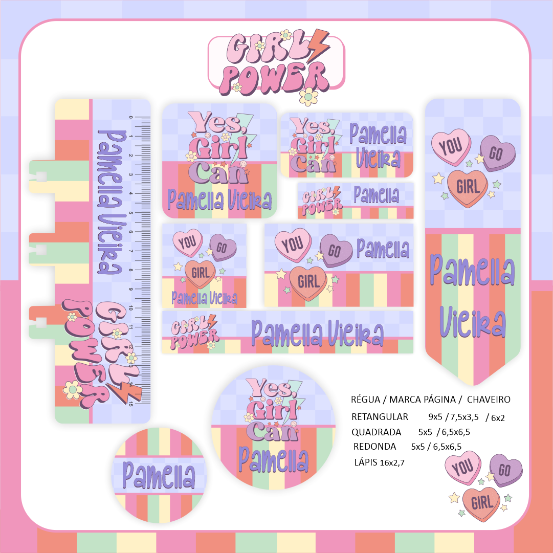 34 - GIRL POWER Arquivo Etiqueta Escolar GIRL POWER - Imagem 1