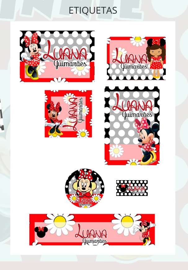 35 - Minnie Vermelha Arquivo Etiqueta Escolar Minnie Vermelha - Imagem 1