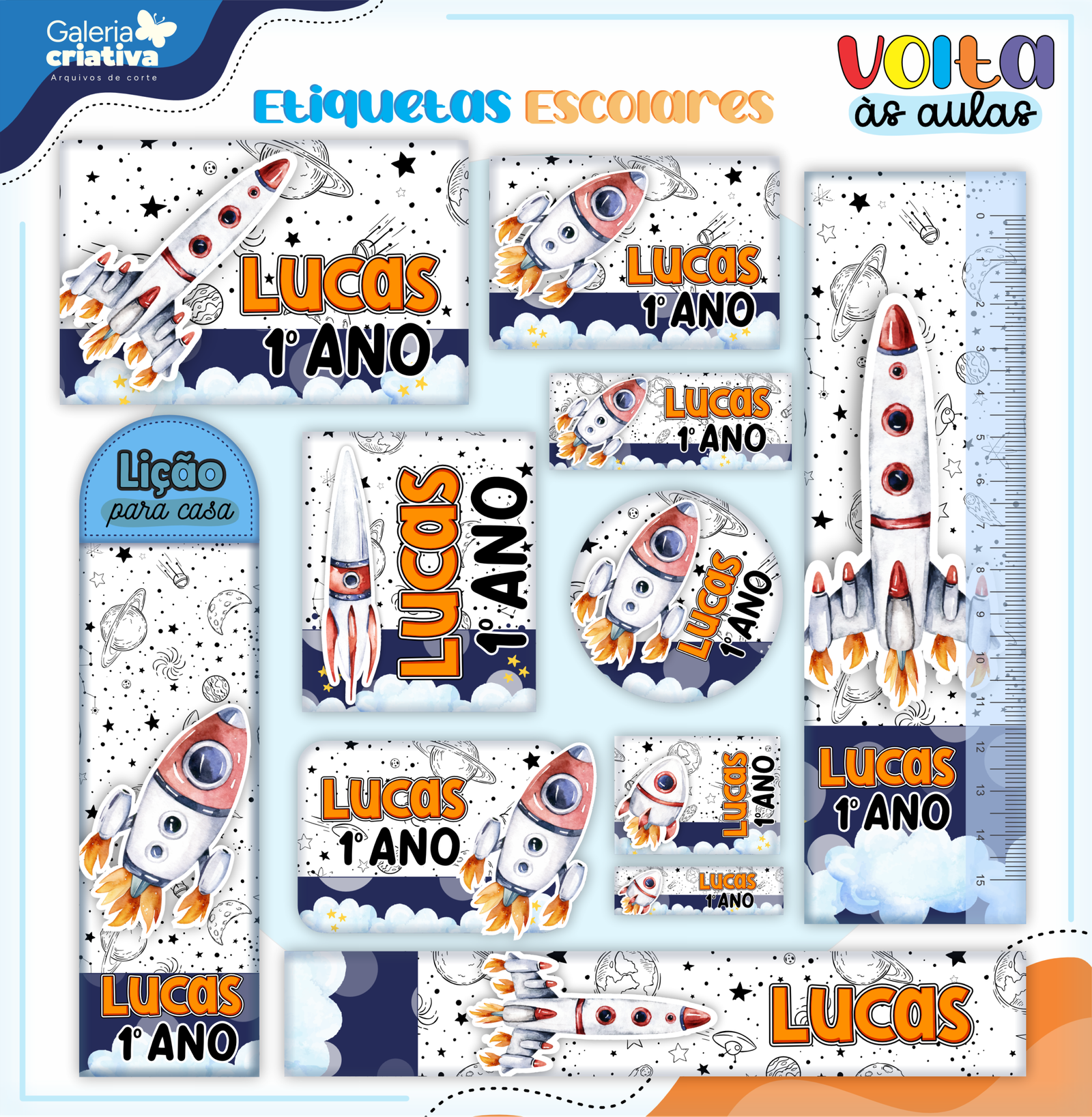 35-UNIVERSO ESPAÇO Arquivo Etiqueta Escolar UNIVERSO ESPAÇO - Imagem 1