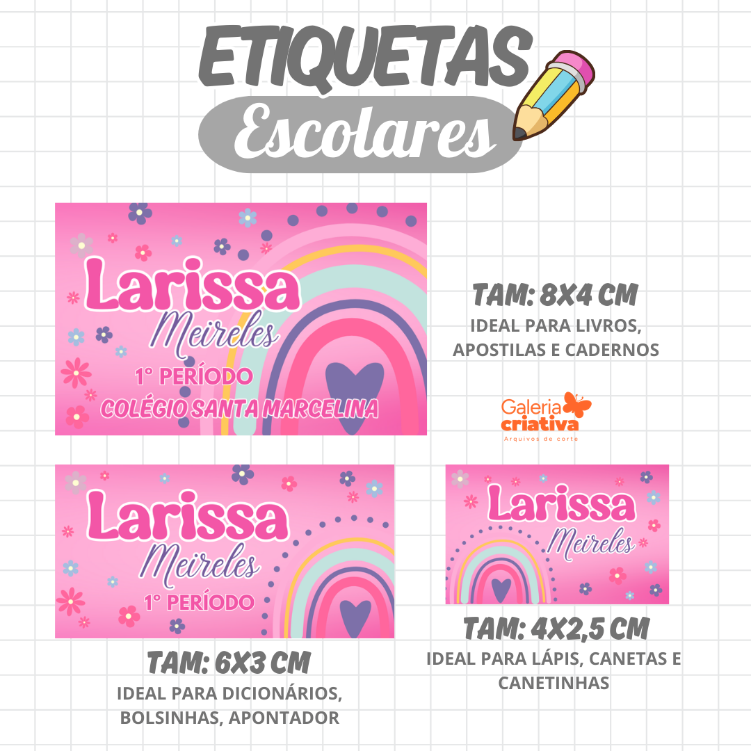 35. ARCO ÍRIS COLLOR Arquivo Etiqueta Escolar ARCO ÍRIS COLLOR - Imagem 1