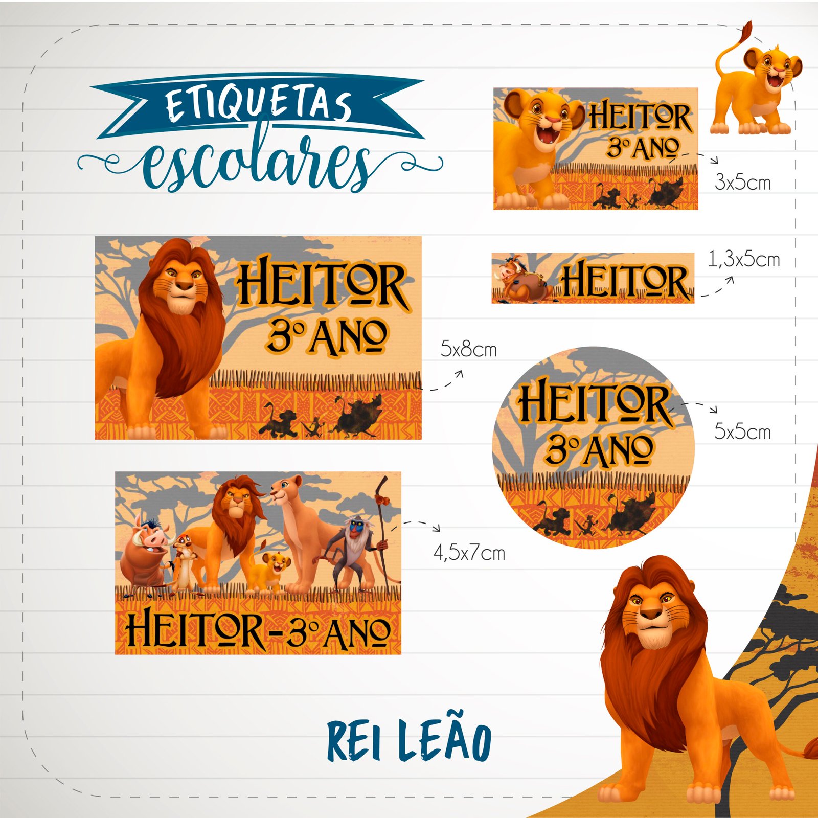36 - Rei Leão Arquivo Etiqueta Rei Leão - Imagem 1