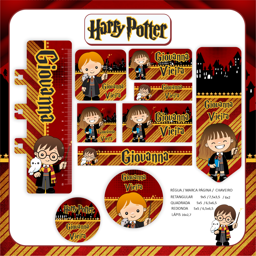 37 - HARRY POTTER Arquivo Etiqueta Escolar HARRY POTTER - Imagem 1