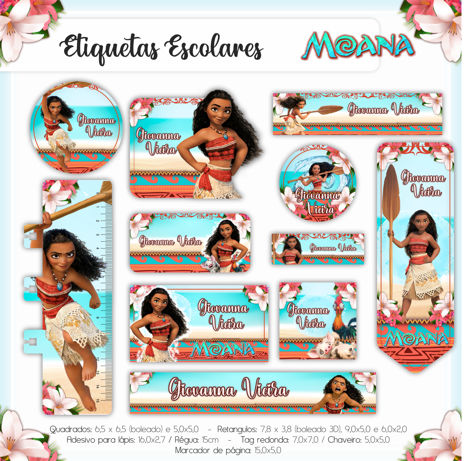 38 - Moana Arquivo Etiqueta Escolar Moana - Imagem 1