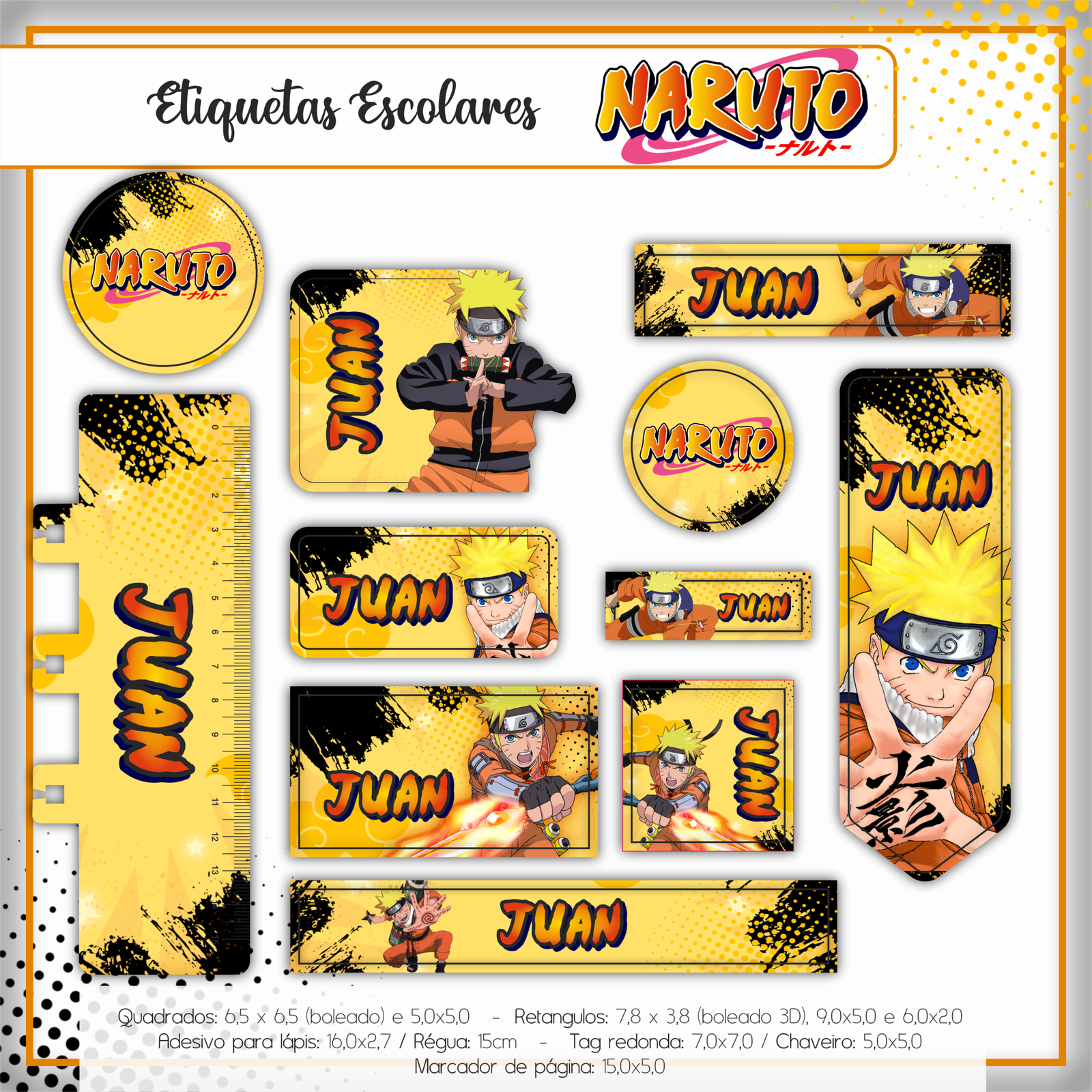 39 - Naruto Arquivo Etiqueta Escolar Naruto - Imagem 1
