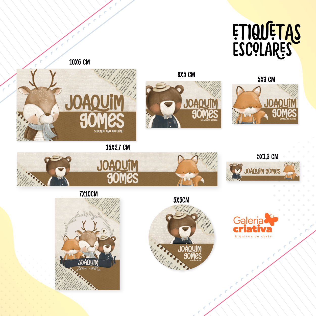 4 - ANIMAIS VINTAGE Arquivo Etiqueta Escolar ANIMAIS VINTAGE - Imagem 1