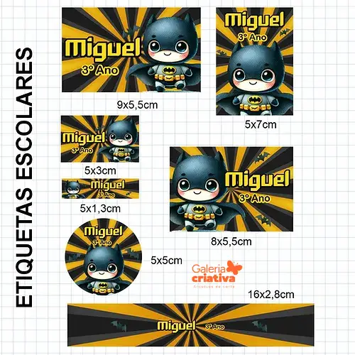4 - BATMAN CUTE Arquivo Etiqueta Escolar BATMAN CUTE - Imagem 1