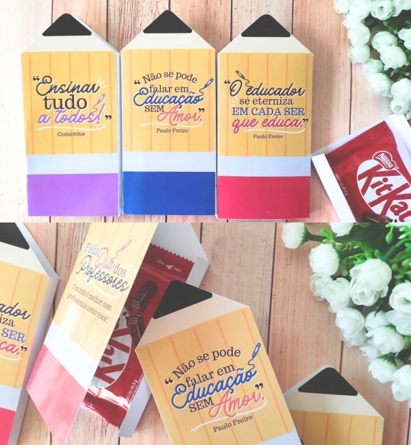 4 - Cartão Kit Kat Lápis Arquivo Dia dos Professores Cartão KitKat Lápis - Imagem 1