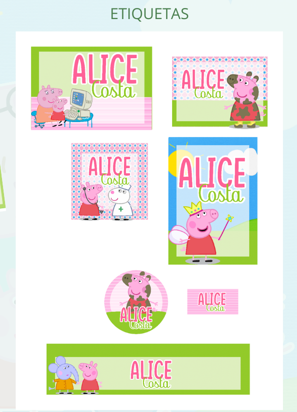 40 - Peppa Pig Arquivo Etiqueta Escolar Peppa Pig - Imagem 1