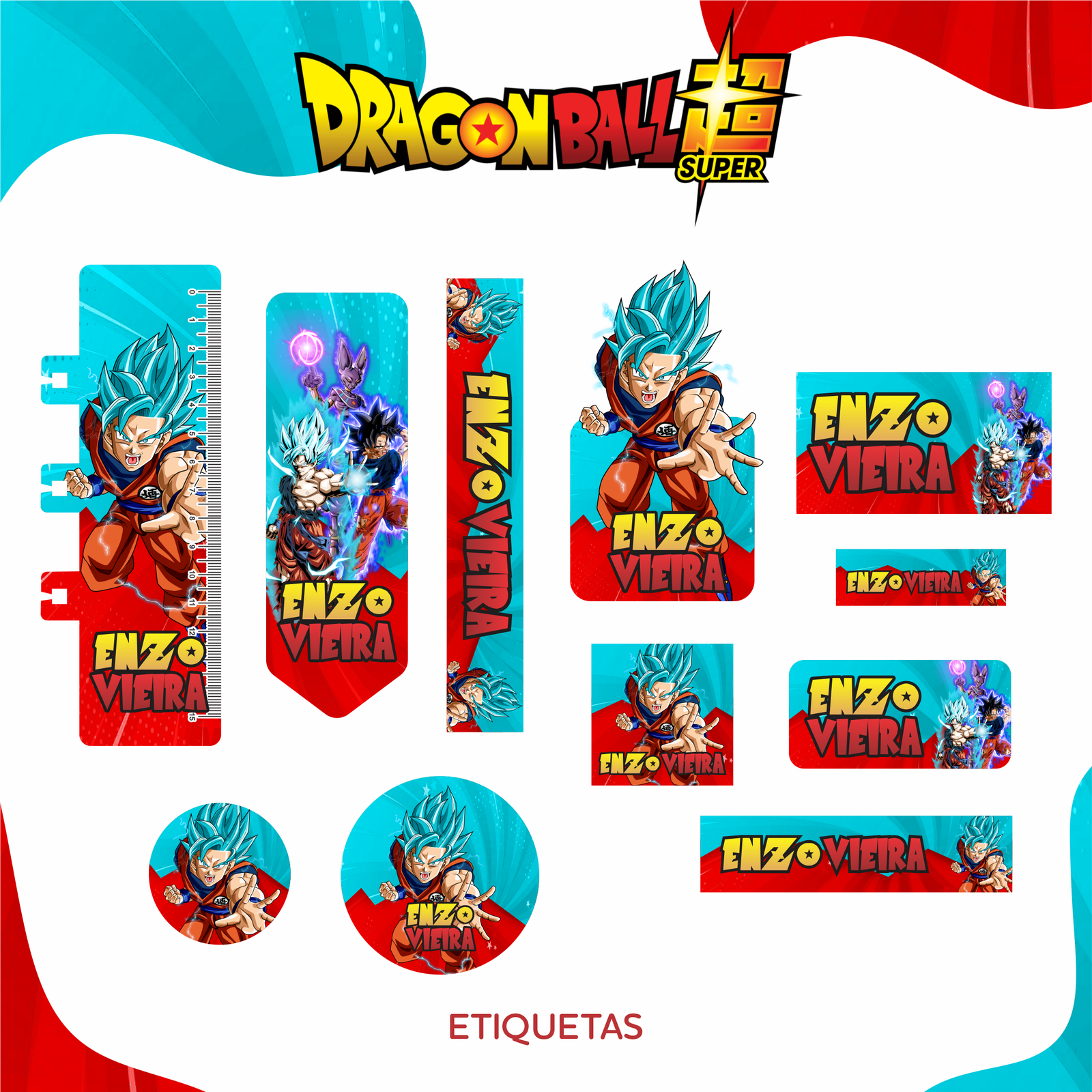 41 - DRAGON BALL Arquivo Etiqueta Escolar DRAGON BALL - Imagem 1