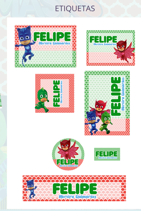 41 - PJ Mask Arquivo Etiqueta Escolar PJ Mask - Imagem 1