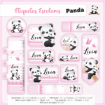 Arquivo Etiqueta Escolar Panda Menina