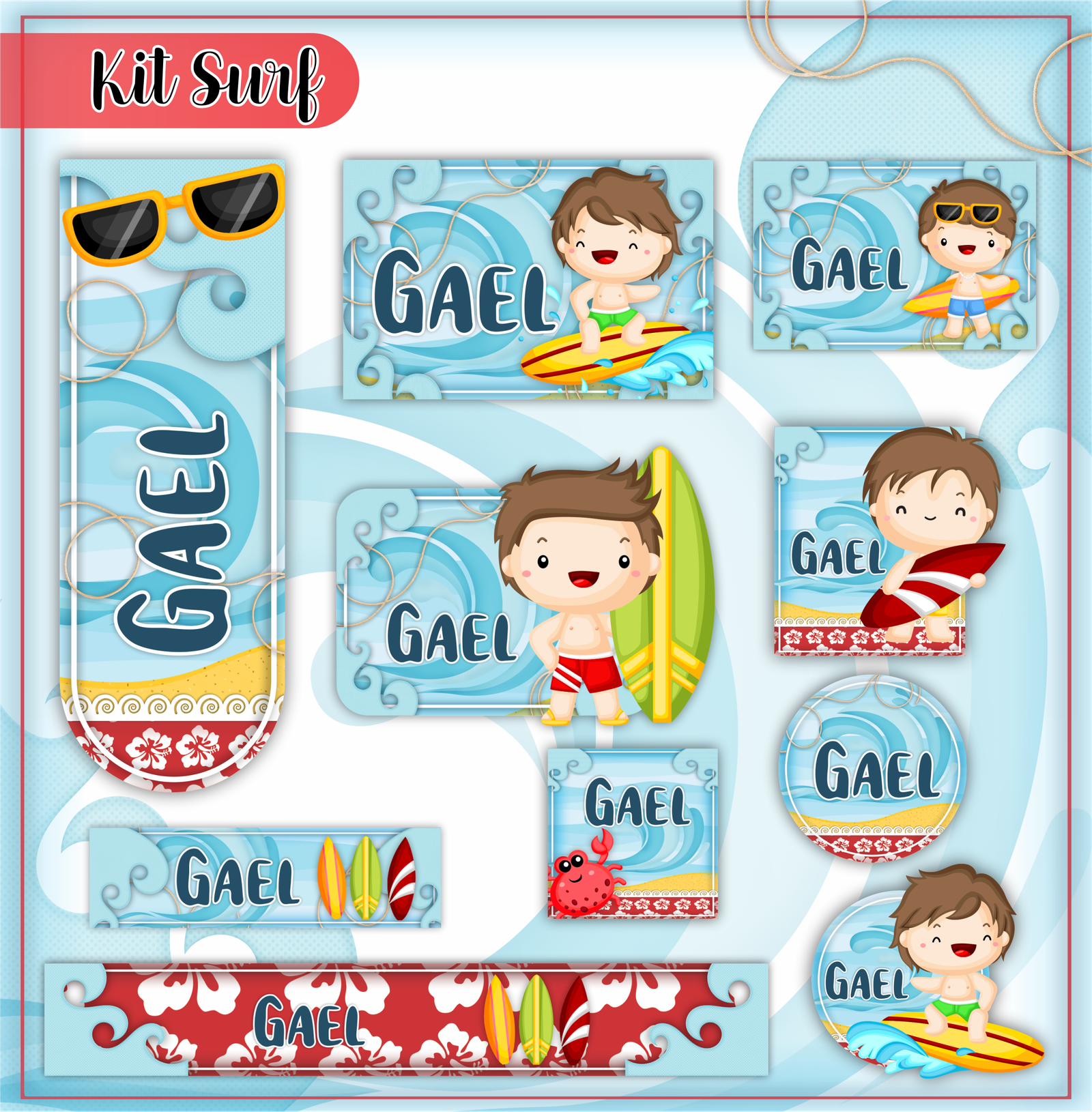 41-SURF Arquivo Etiqueta Escolar SURF - Imagem 1
