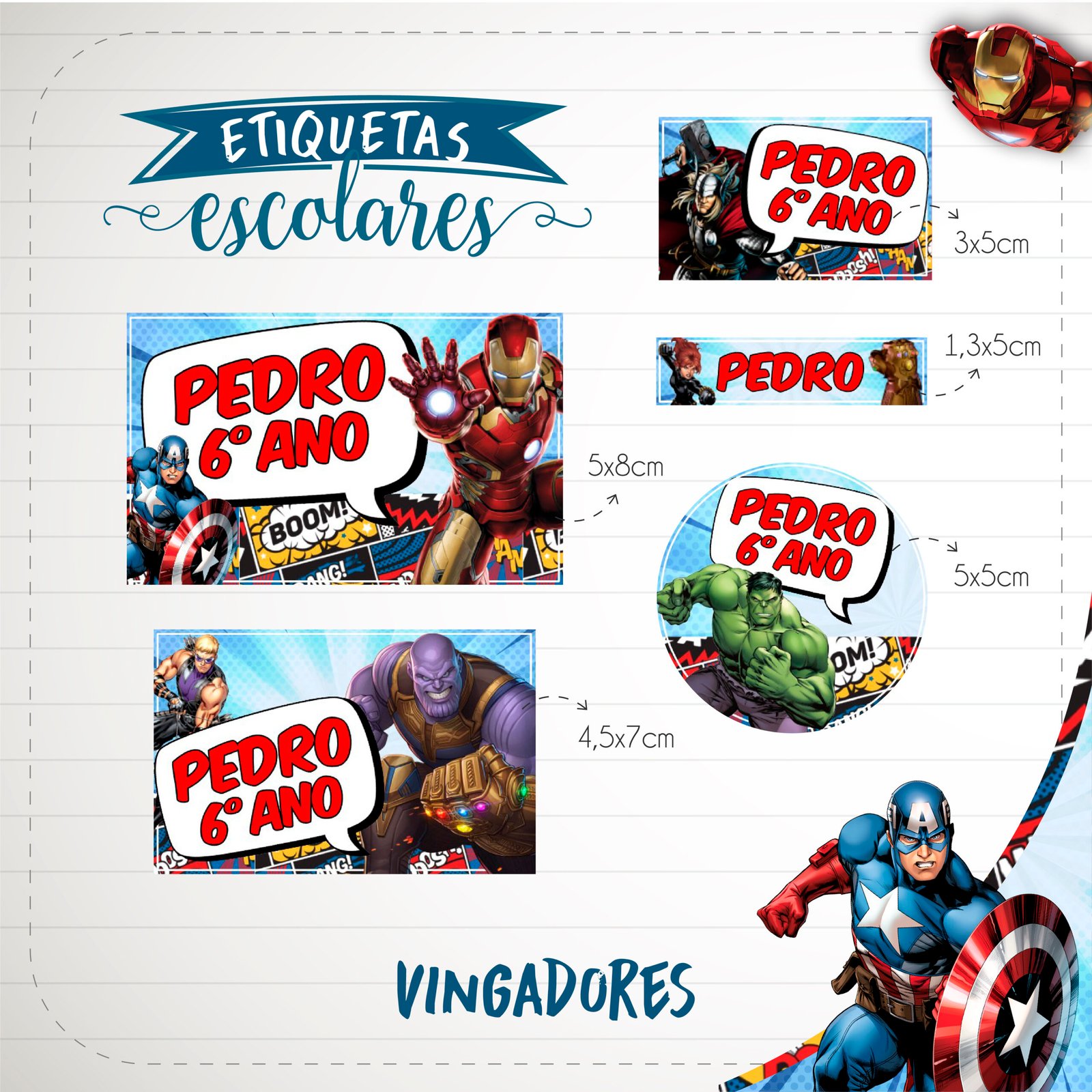 41 - Vingadores Arquivo Etiqueta Vingadores - Imagem 1
